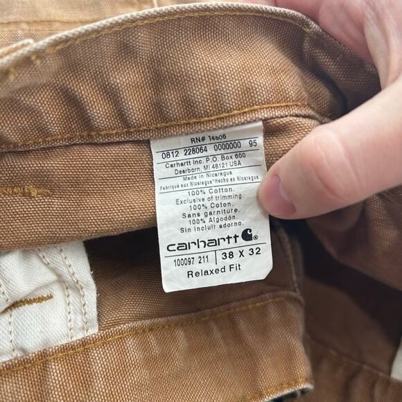 Vintage y2k men's tan Carhartt duck canvas relaxed fit carpenter pants (38 x32) - Picture 4 of 7